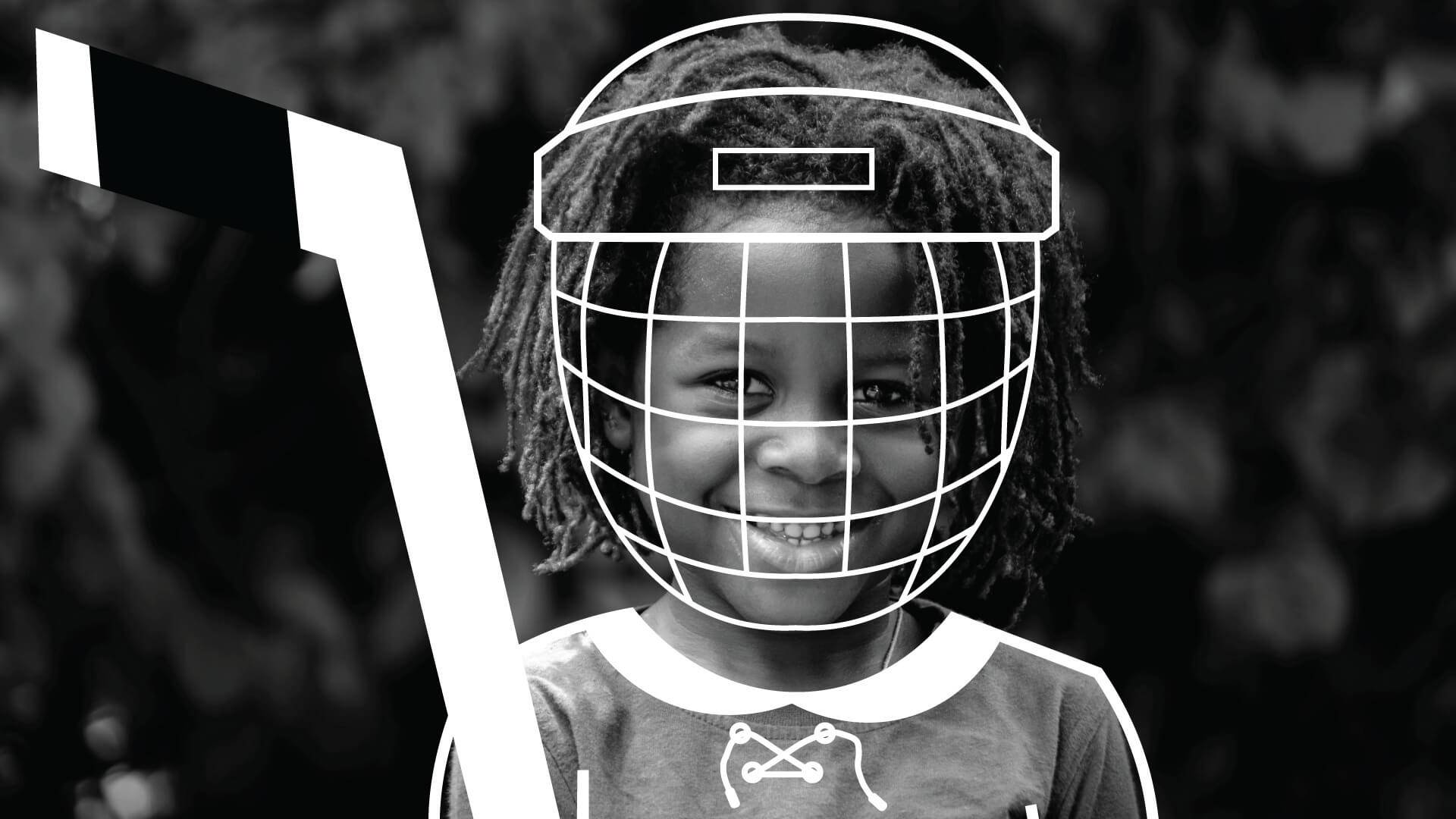 enfant en équipement de hockey